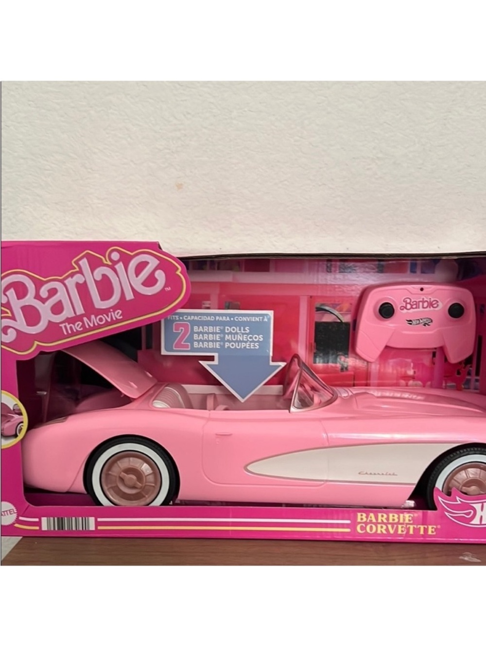 NWT Barbie Pink Corvette Toy Car with Remote - Barbie Hot Wheels